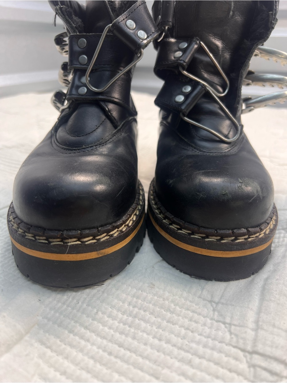 Black Platform Combat Boots with Chunky Lug Sole